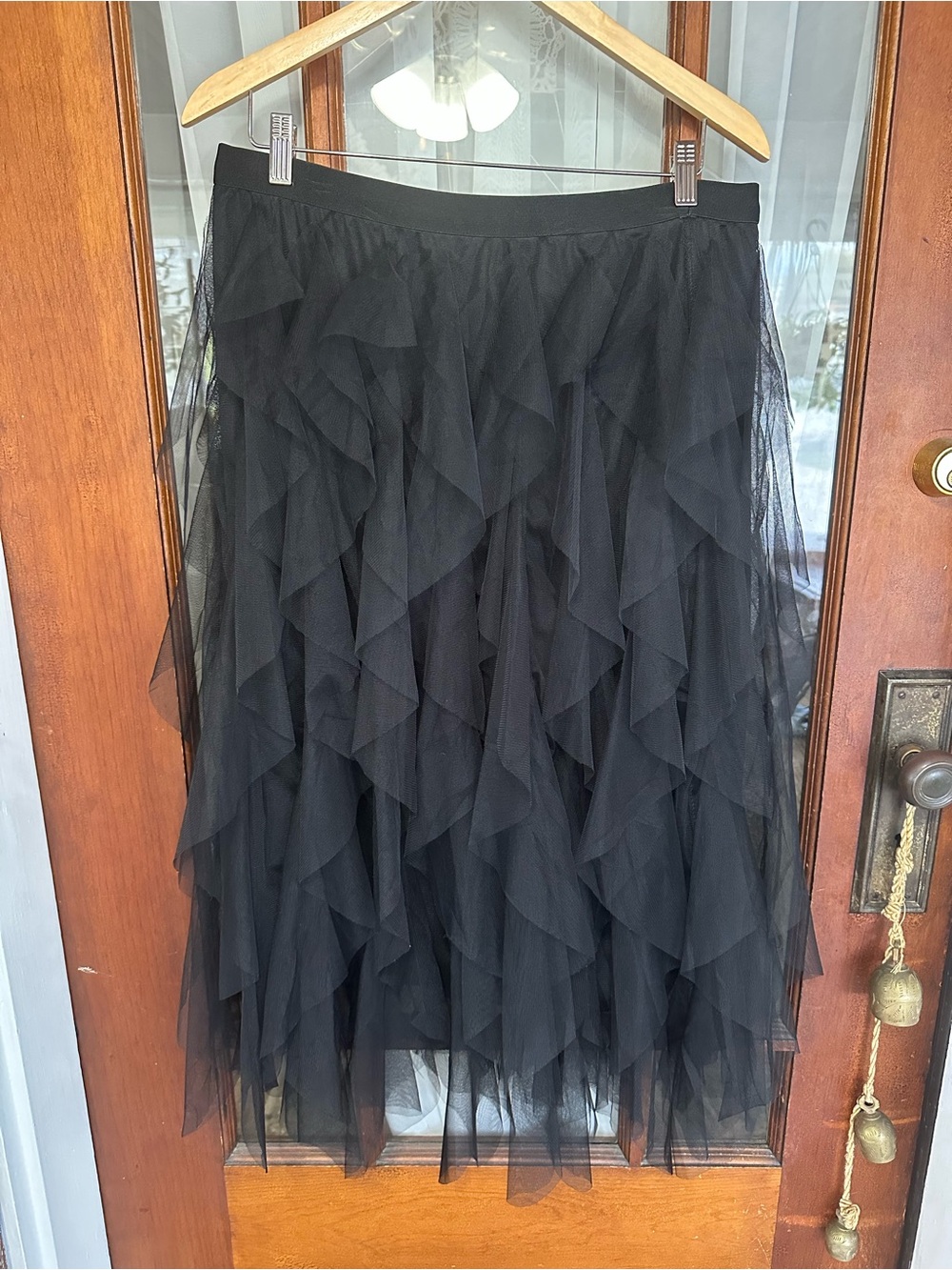Black Layered Tulle Ruffles Midi Skirt New Boutique